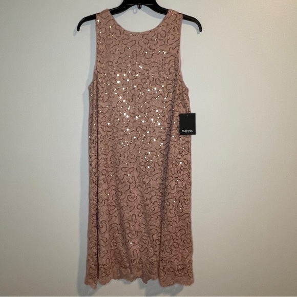 MARINA Sequin Lace A-Line Dress in Blush Size M - Picture 2 of 10